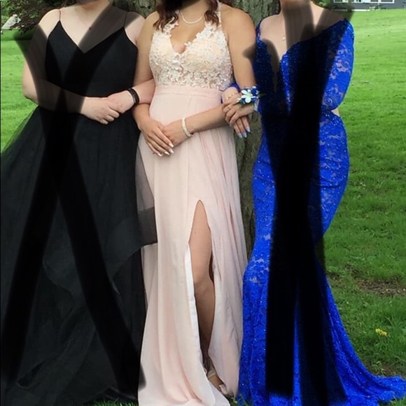 Princess Halter Lace Sleeveless Long Chiffon Dress - Picture 1 of 2